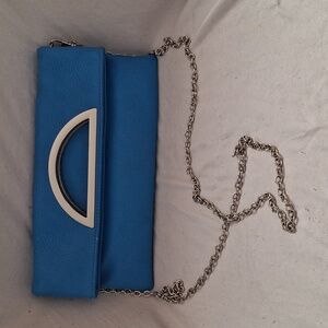 Charming Charlie Blue Clutch with Silver Accent
